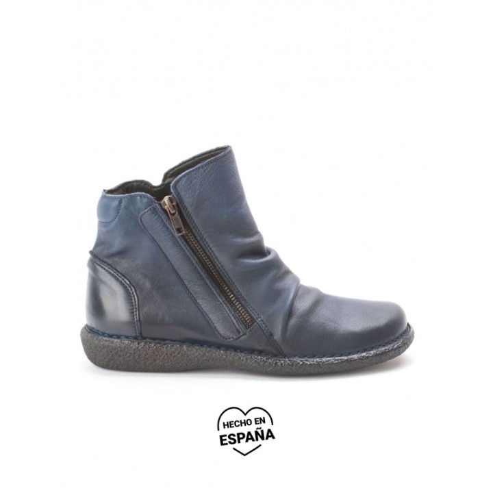 Botines Cana Arrugada Azul Marino