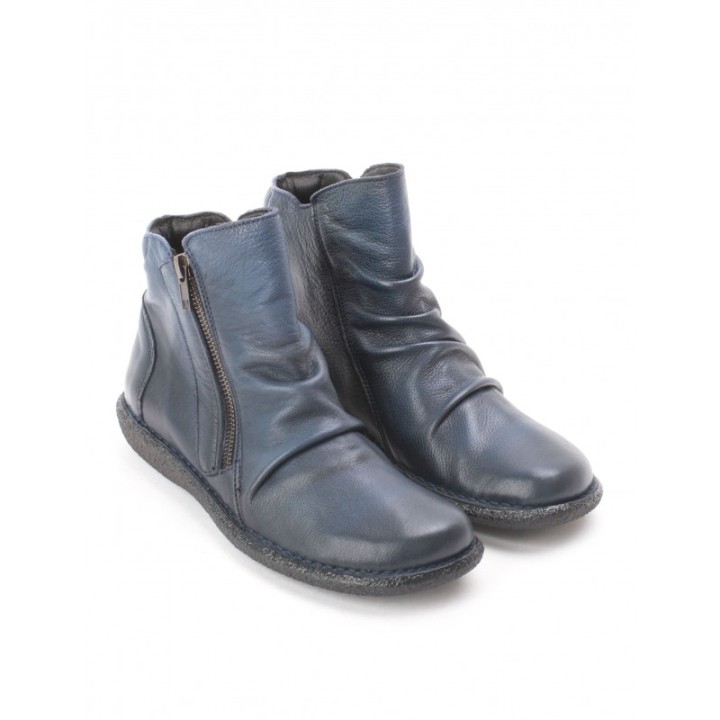 Botines Cana Arrugada Azul Marino