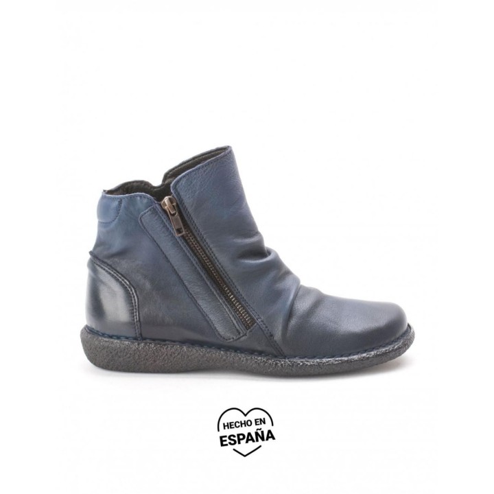 Botines Cana Arrugada Azul Marino