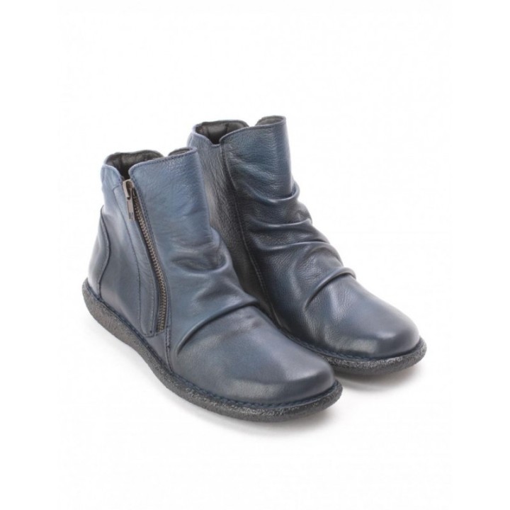 Botines Cana Arrugada Azul Marino