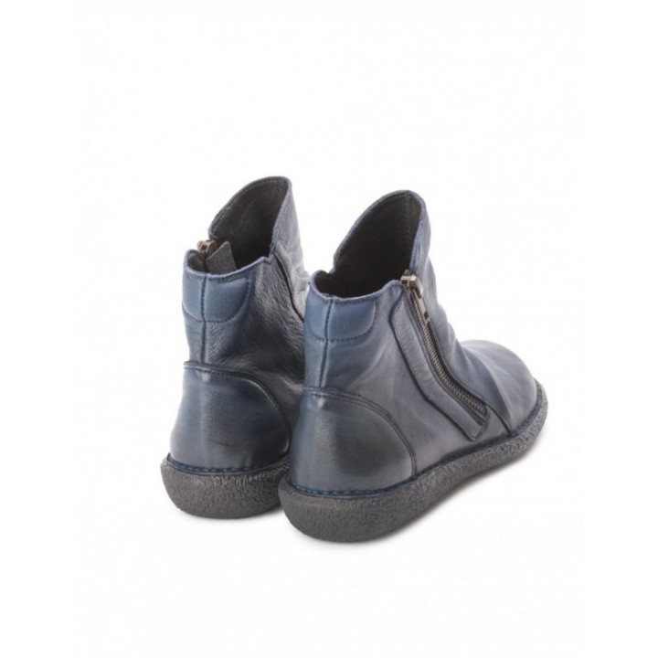 Botines Cana Arrugada Azul Marino