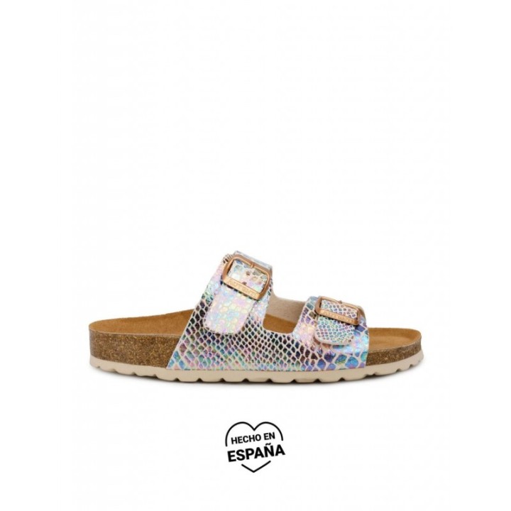 AUTENTI Sandalias Bio Hebillas Escamas Beige