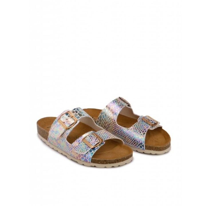 AUTENTI Sandalias Bio Hebillas Escamas Beige