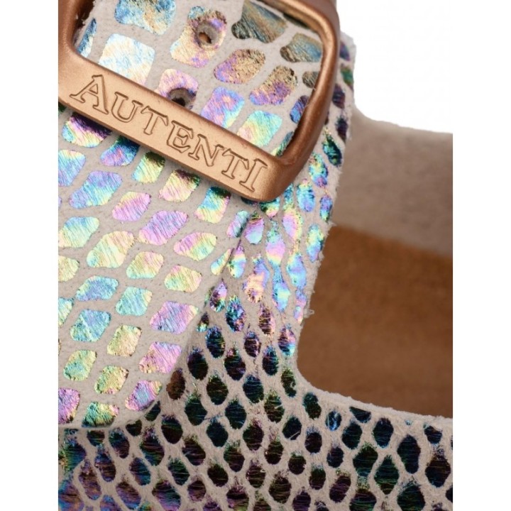 AUTENTI Sandalias Bio Hebillas Escamas Beige