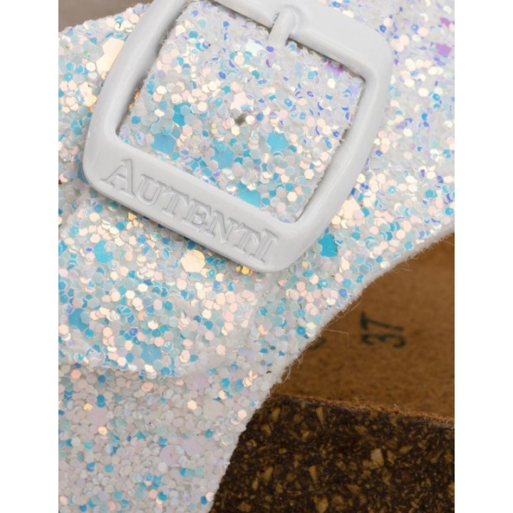 AUTENTI Sandalias Bio Glitter Blancas