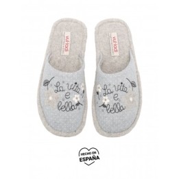 VULLADI Zapatillas Flores Grises