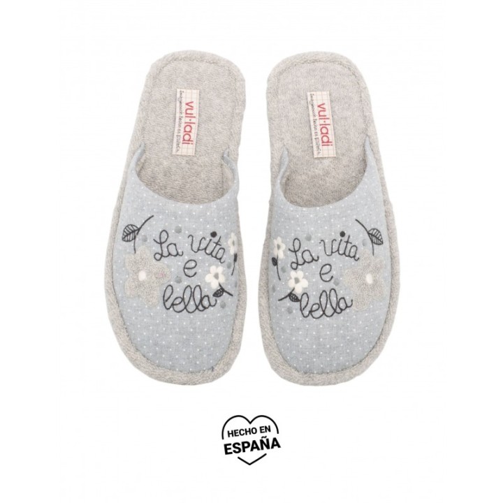 VULLADI Zapatillas Flores Grises