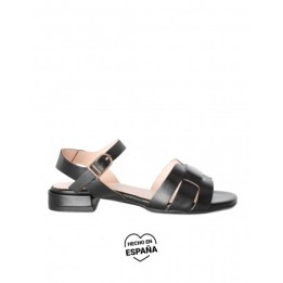 Sandalias Planas Piel Negras PERA LIMONERA