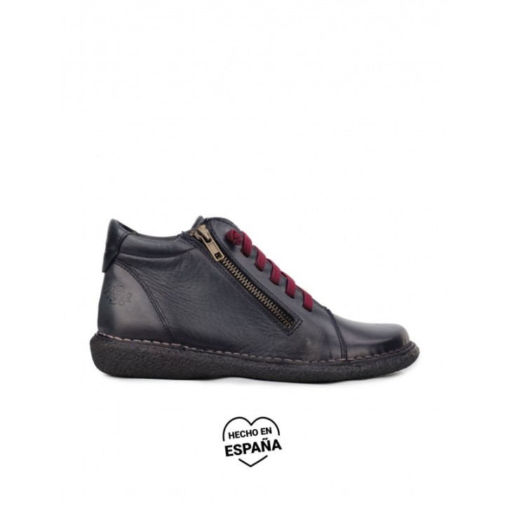 Botines Piel Cordones Elasticos