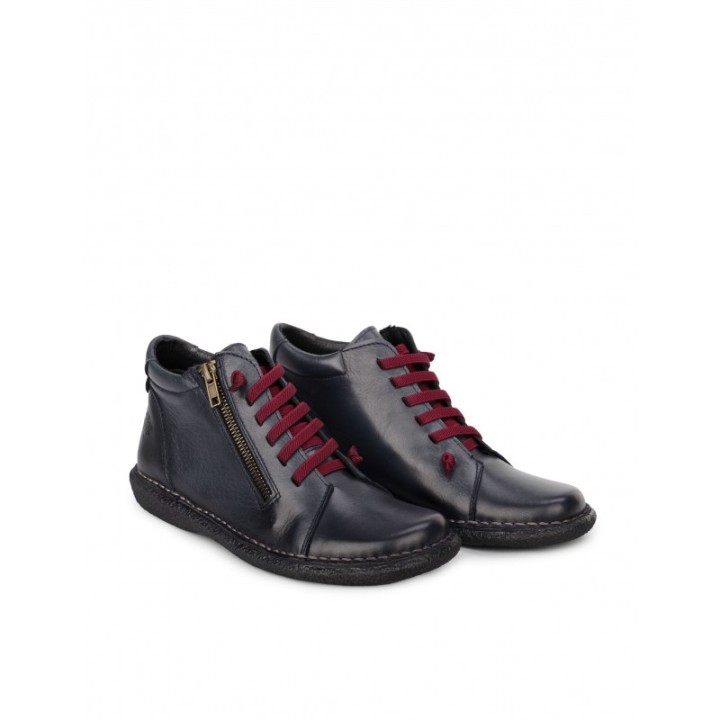 Botines Piel Cordones Elasticos
