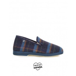 Zapatillas Casa Pura Lana Cuadros Azules