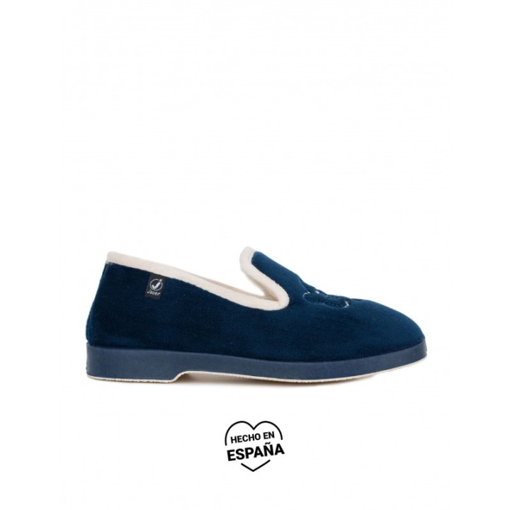 Zapatillas de Casa Cerradas Bordado Azules