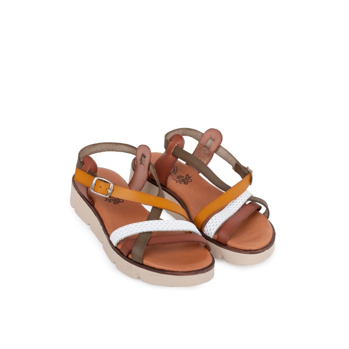 Sandalias Tiras Piel Cuero PERA LIMONERA