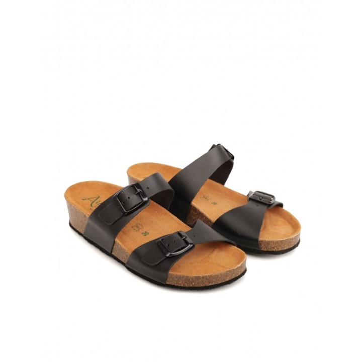 AUTENTI Sandalias Bio Cuna Baja Hebillas Negras