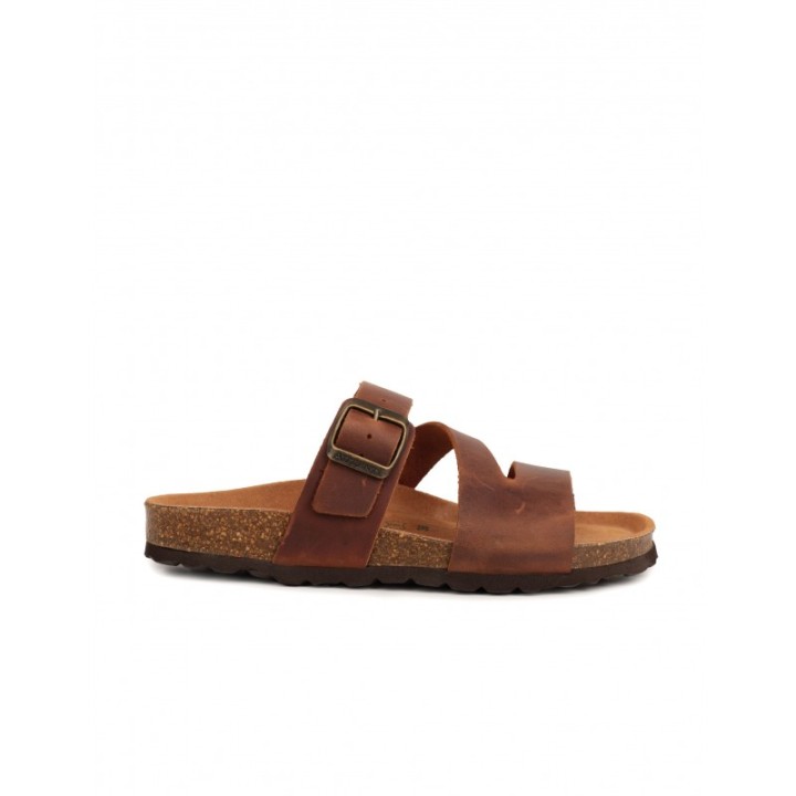 AUTENTI Sandalias Tiras Suela Corcho Marron