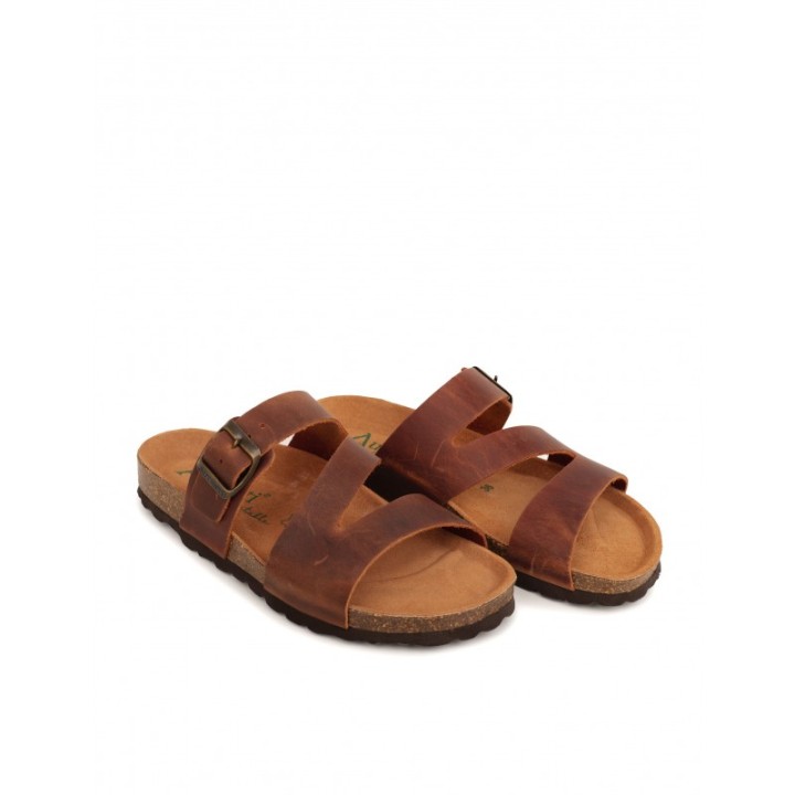 AUTENTI Sandalias Tiras Suela Corcho Marron