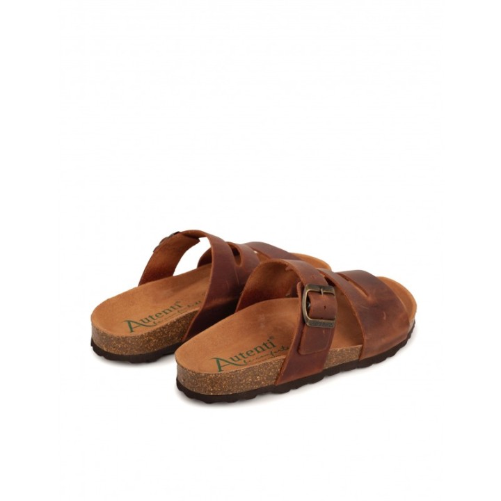 AUTENTI Sandalias Tiras Suela Corcho Marron