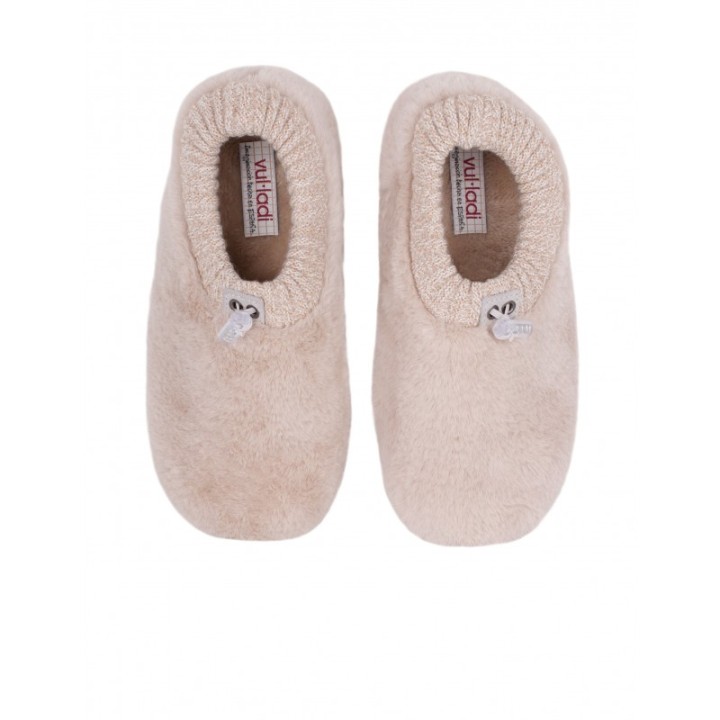 VULLADI Zapatillas Casa Cerradas Pelo Beige