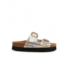 AUTENTI Sandalias Bio Plataforma Escamas Beige