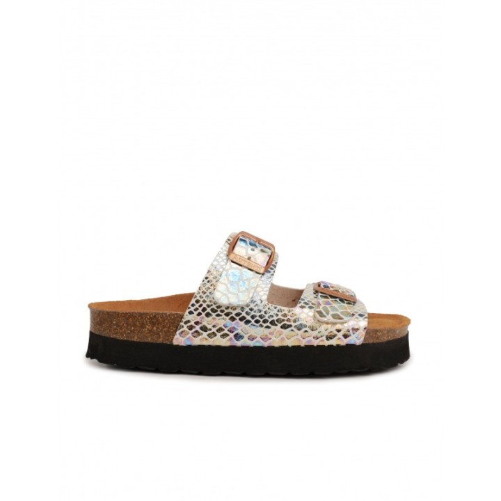AUTENTI Sandalias Bio Plataforma Escamas Beige
