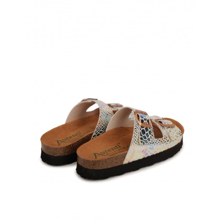 AUTENTI Sandalias Bio Plataforma Escamas Beige