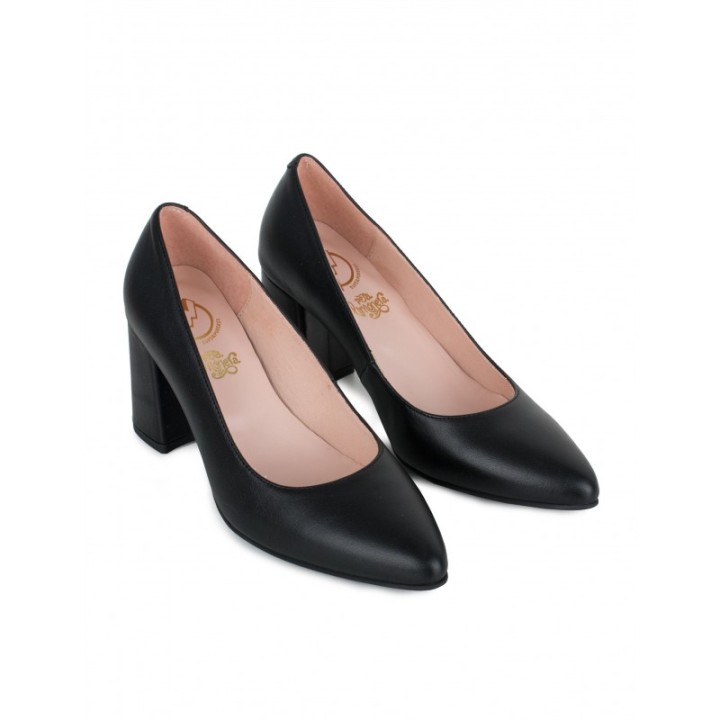 Zapatos Salon Piel Negros PERA LIMONERA