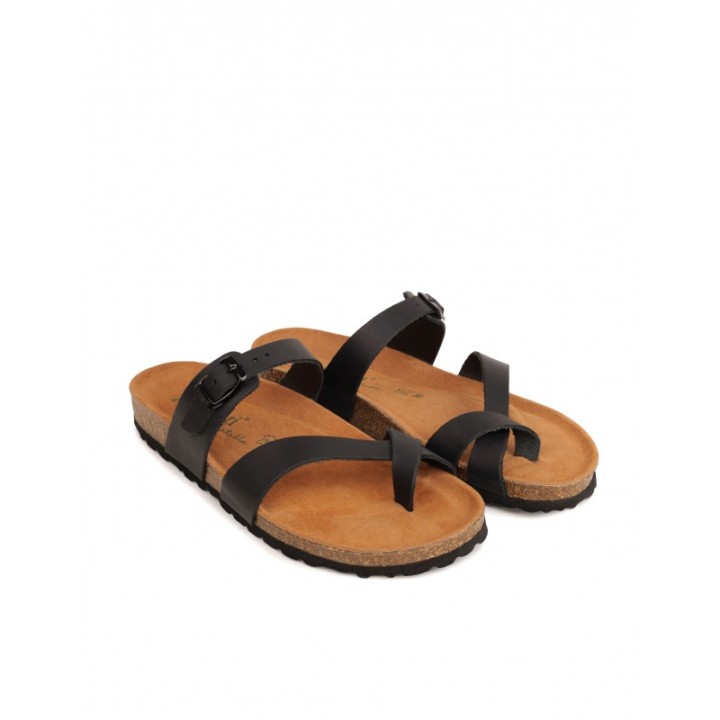 AUTENTI Sandalias Bio Dedo Hebilla Negras