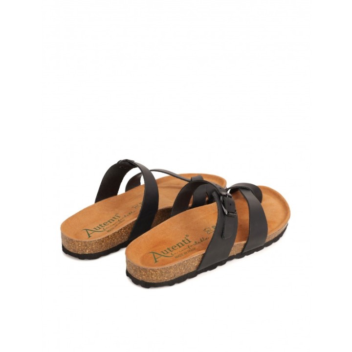AUTENTI Sandalias Bio Dedo Hebilla Negras