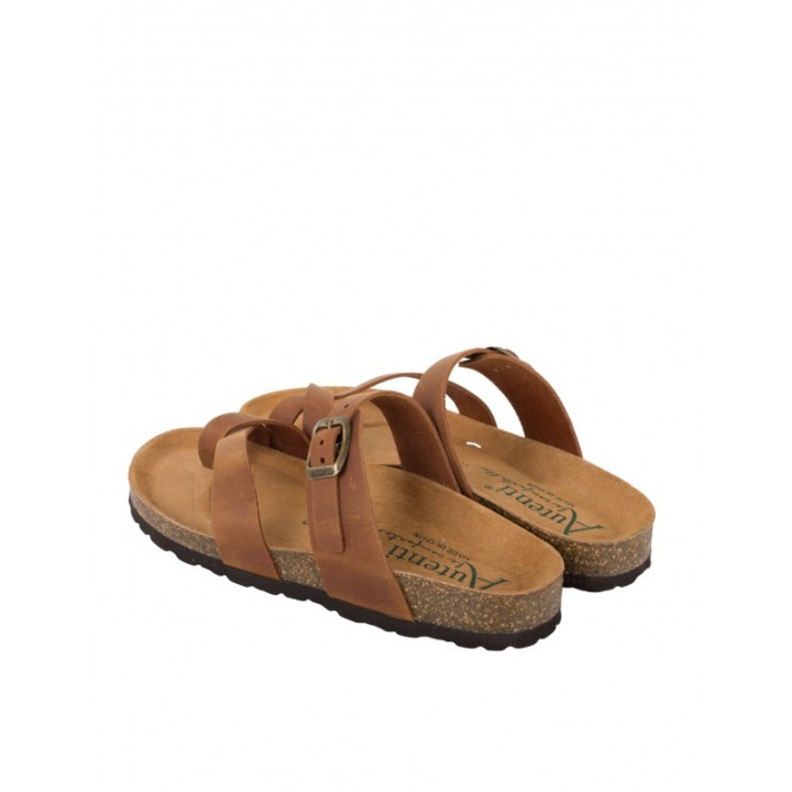 AUTENTI Sandalias Bio Dedo Hebilla Marrones