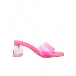Sandalias Mules Vinilo Rosa Fucsia