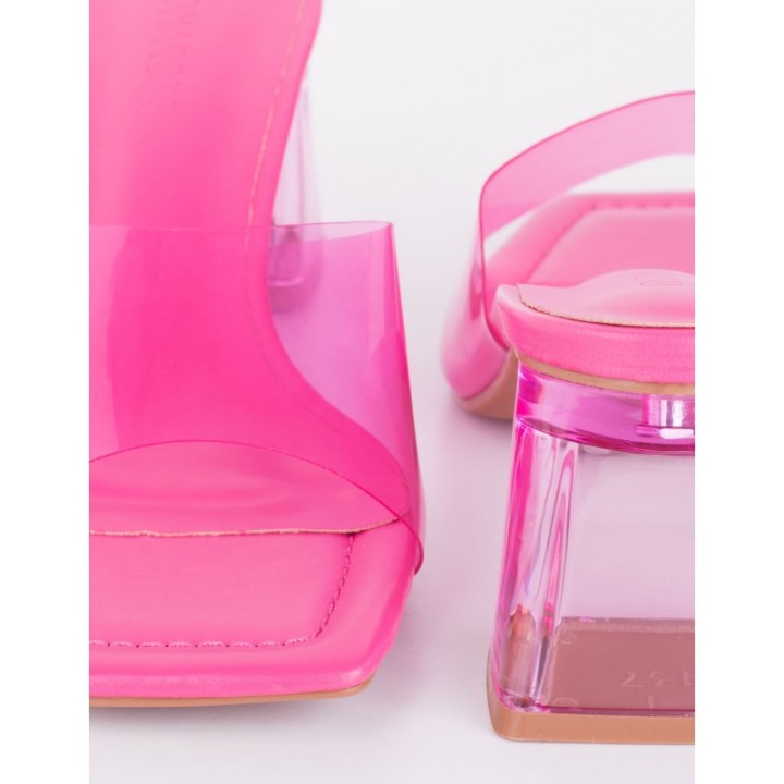 Sandalias Mules Vinilo Rosa Fucsia