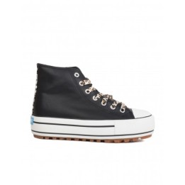 MUSTANG Zapatillas Abotinadas Cordones Leopardo Negras