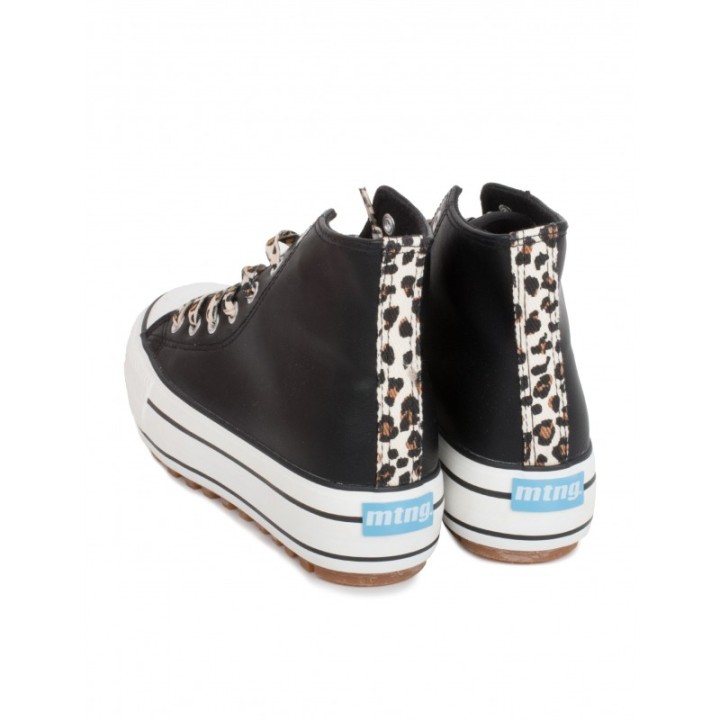 MUSTANG Zapatillas Abotinadas Cordones Leopardo Negras