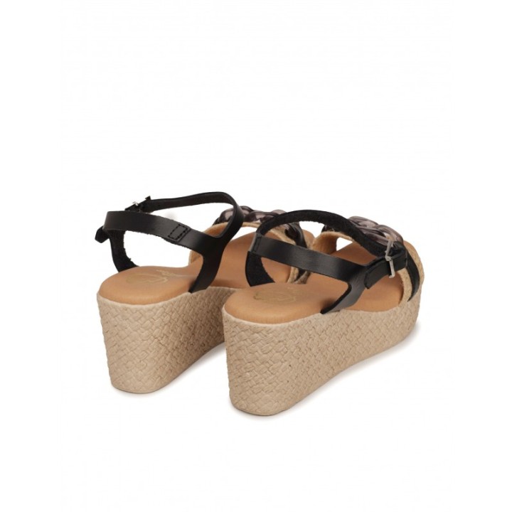Sandalias Cuna Esparto Cadena Negras PERA LIMONERA