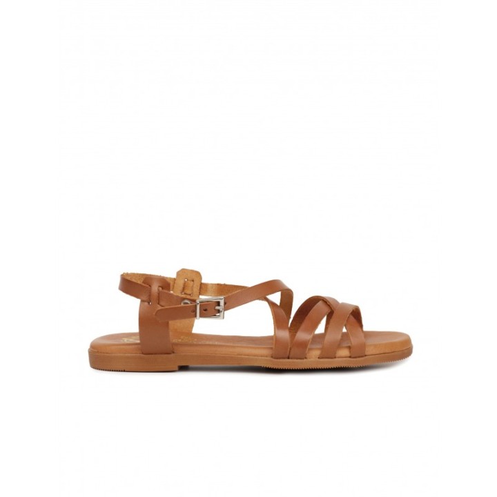 Sandalias Planas Piel Cuero PERA LIMONERA