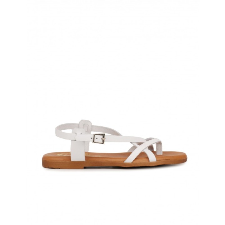 Sandalias Dedo Piel Blancas PERA LIMONERA