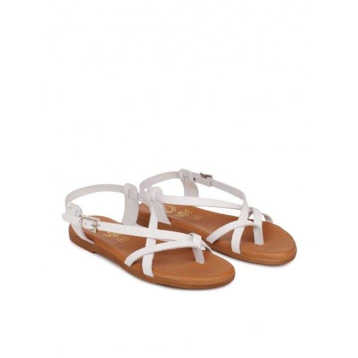 Sandalias Dedo Piel Blancas PERA LIMONERA