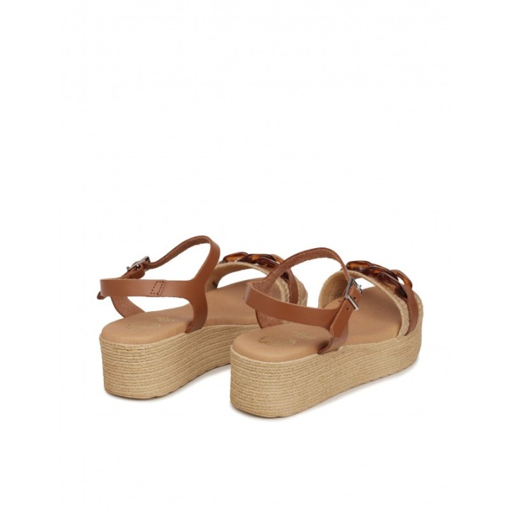 Sandalias Plataforma Esparto Cadena Cuero PERA LIMONERA