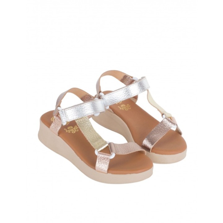 Sandalias Velcro Metalizadas PERA LIMONERA
