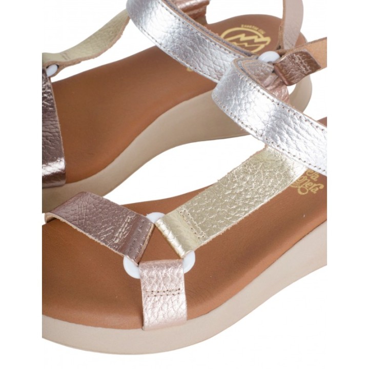 Sandalias Velcro Metalizadas PERA LIMONERA
