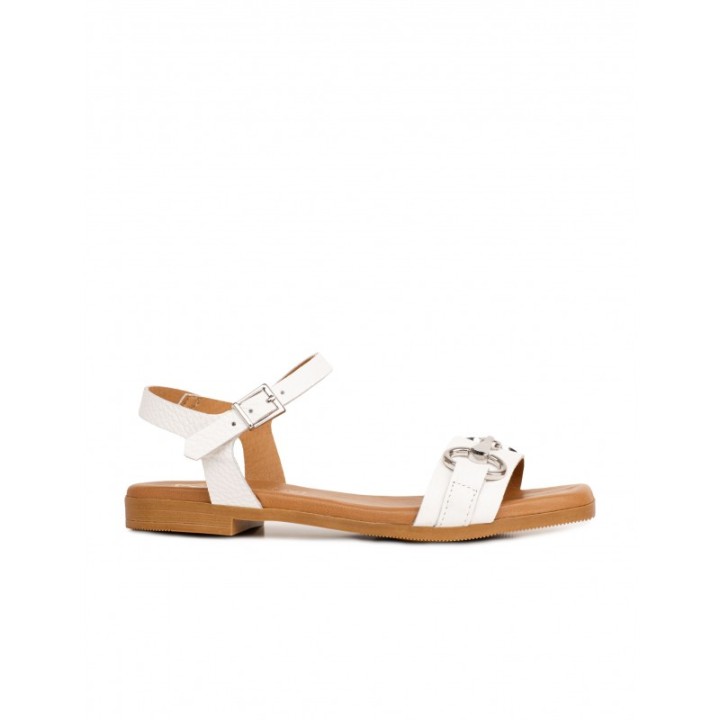 Sandalias Planas Piel Blancas PERA LIMONERA