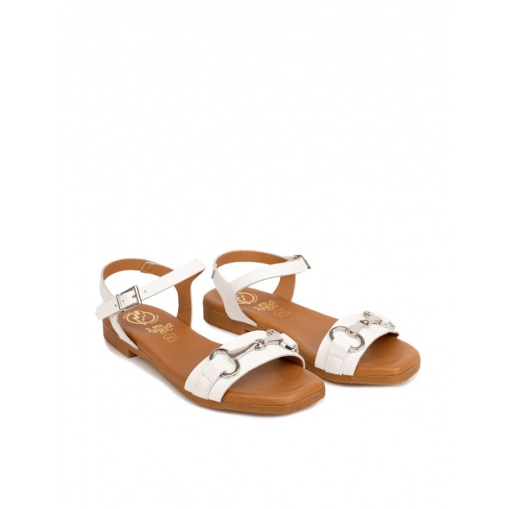Sandalias Planas Piel Blancas PERA LIMONERA