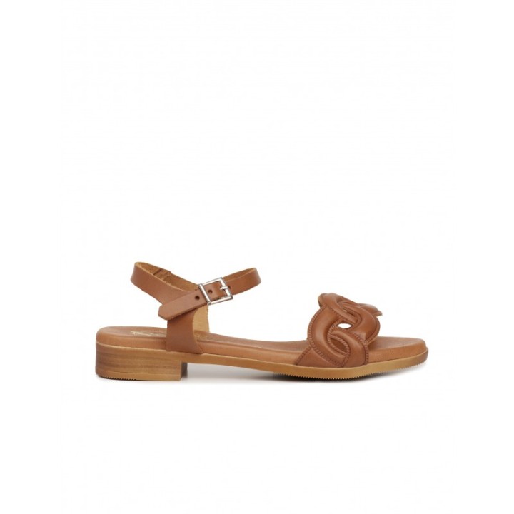 Sandalias Planas Tira Ondas Cuero PERA LIMONERA
