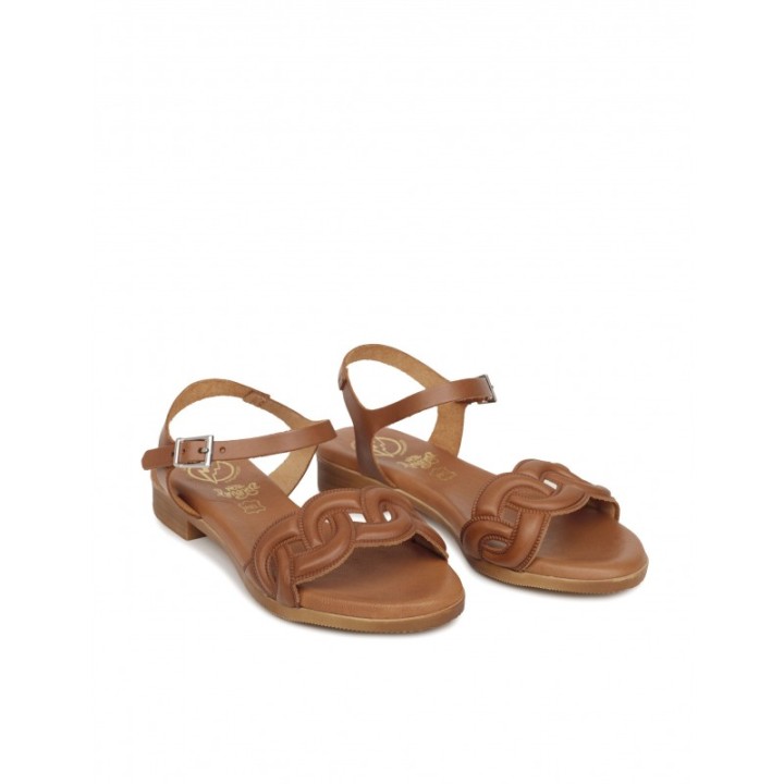 Sandalias Planas Tira Ondas Cuero PERA LIMONERA