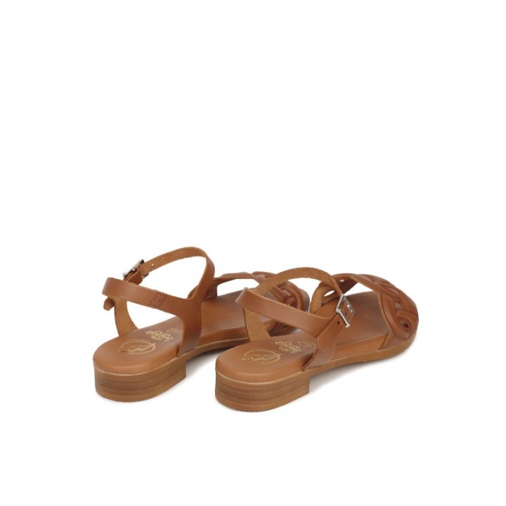 Sandalias Planas Tira Ondas Cuero PERA LIMONERA