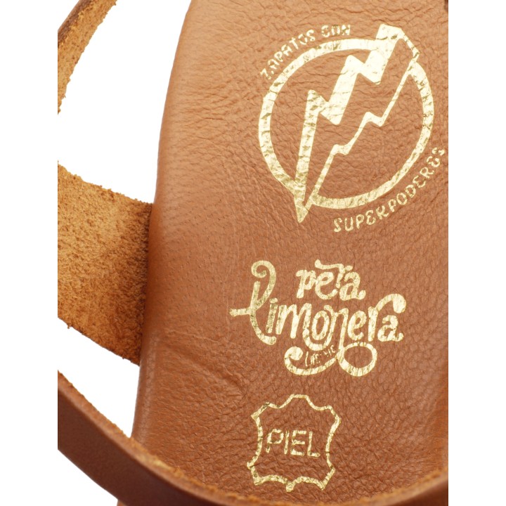 Sandalias Planas Tira Ondas Cuero PERA LIMONERA