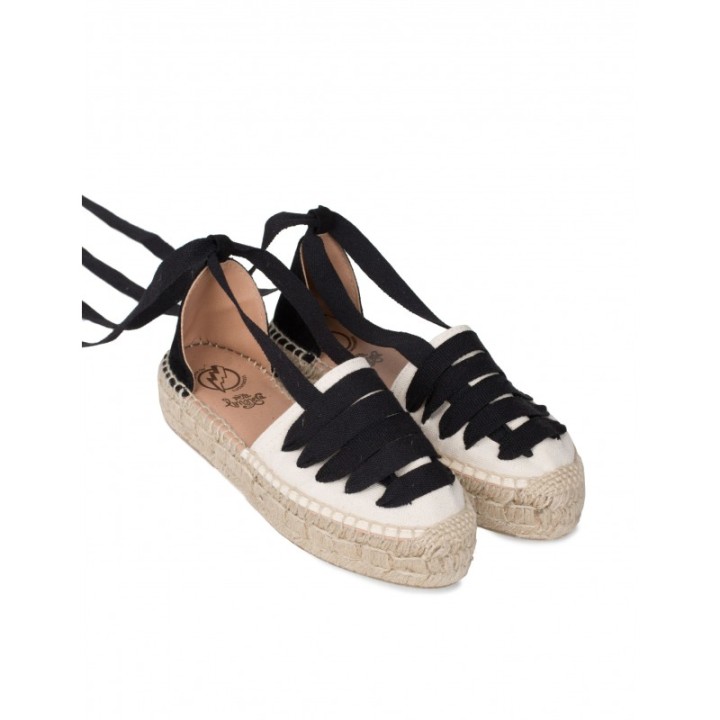 Alpargatas Plataforma Cintas Negras PERA LIMONERA