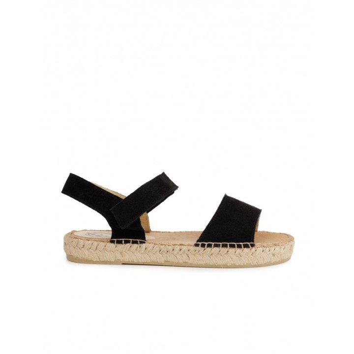 Sandalias Esparto Velcro Negras PERA LIMONERA