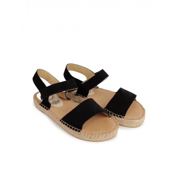 Sandalias Esparto Velcro Negras PERA LIMONERA