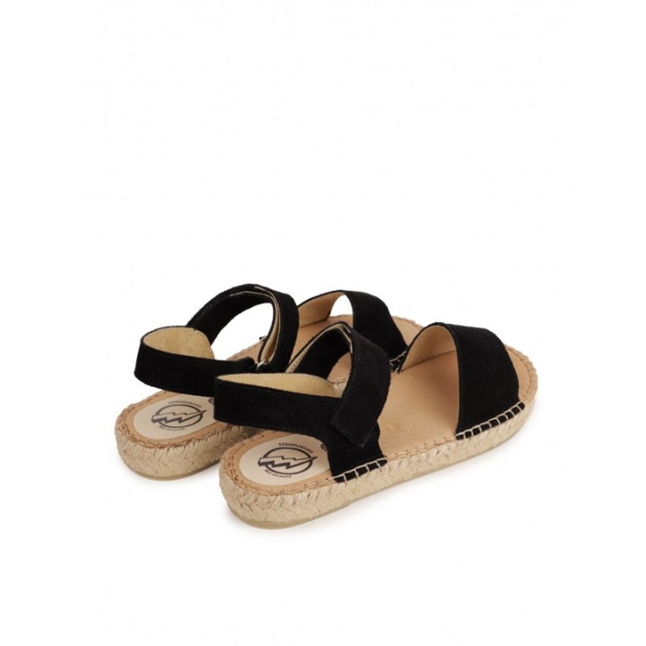 Sandalias Esparto Velcro Negras PERA LIMONERA